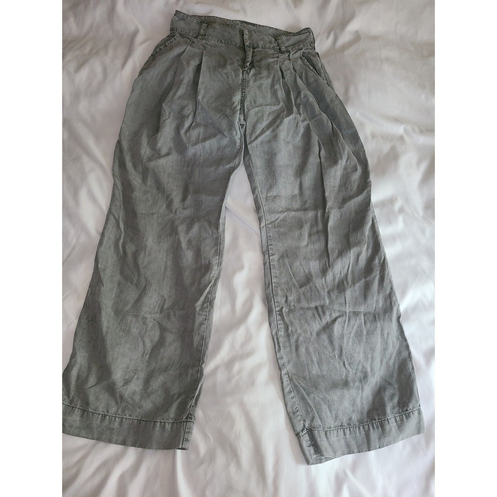 Sundance Womens Gray Tencel Wide Leg Pleated Trousers Pants P8 SP119